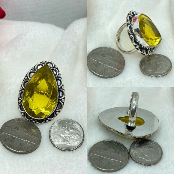 Lemon Citrine Gemstone Handmade Vintage Style Ring - Picture 3 of 5